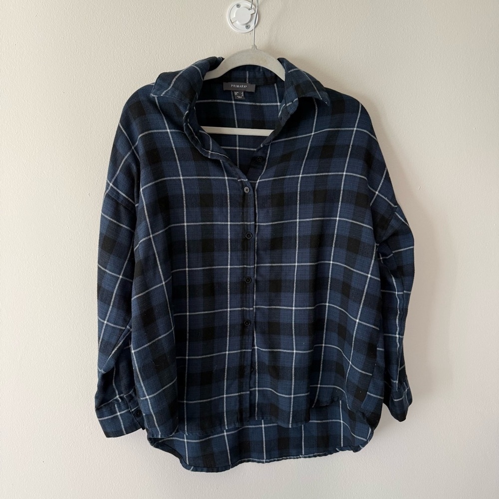 Primark Navy and Black Checkered Shirt